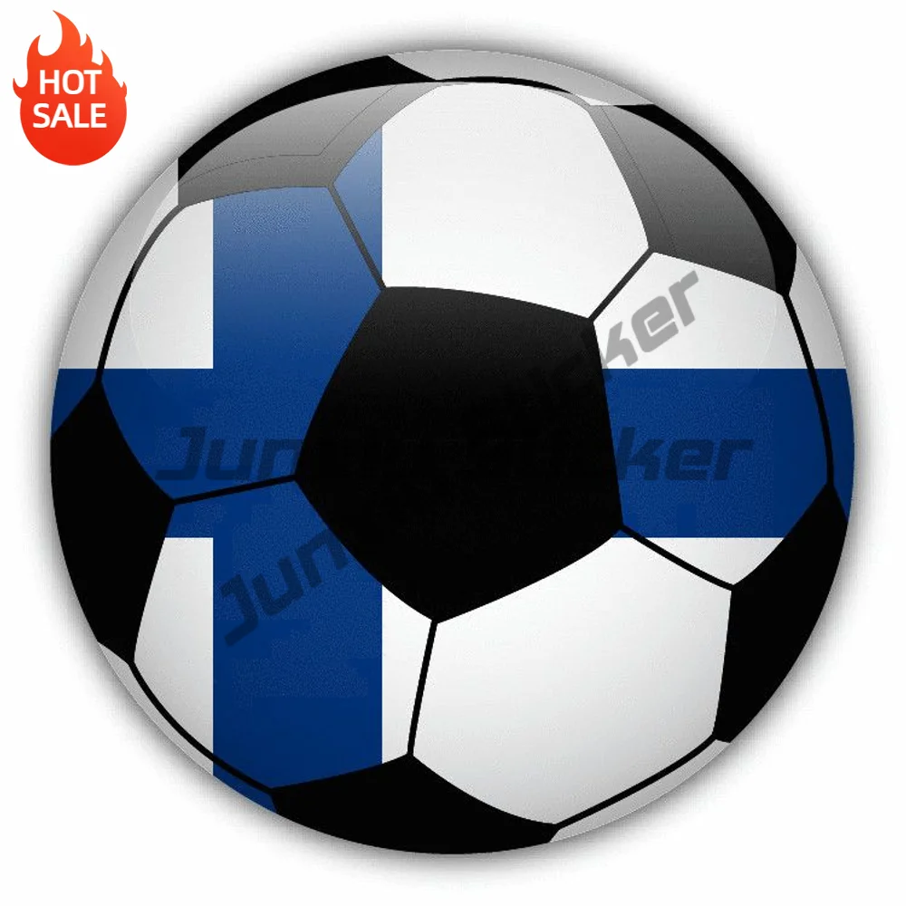 Finland Flag Soccer Ball Vinyl Car Sticker Self Adhesive Decal For SUV Window And Travel Case Exterior Decoration