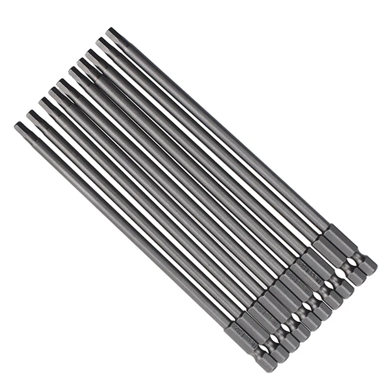 S2 Steel Hex Screwdriver Bit Set with Strong Magnetic Tips, 1/4 Inch Hex Shank Bits in 150mm 200mm 250mm and 300mm Lengths for