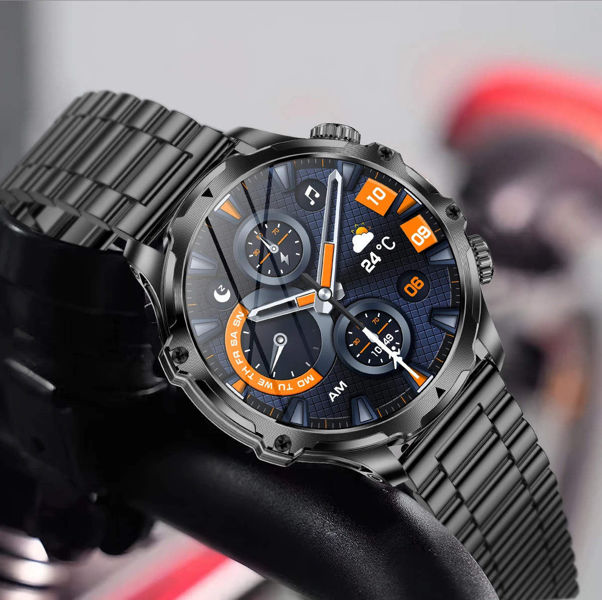 【新発売】AK75-12F(FW) AK75 Smart Watch Flashlight 1.9inch Men Outdoors Sports Fitness