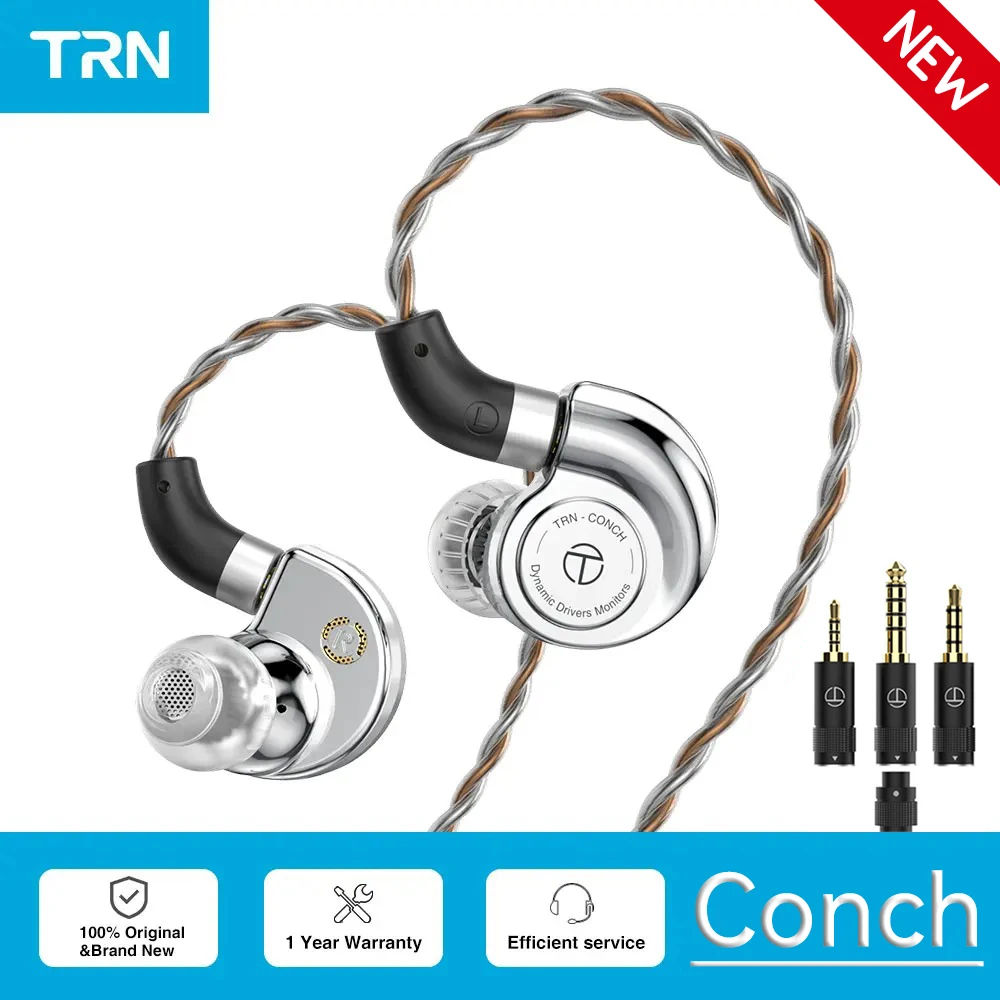 Original TRN Conch Earphone High-Performance DLC Diamond Diaphragm Dynamic In-Ear Monitors Interchangeable Tuning Nozzle Filters