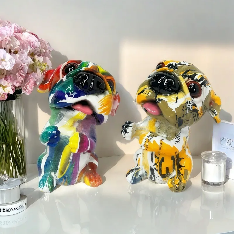 Creative Tilted Head Standing Posture, Simple Graffiti for Dogs, Decorating Home Wine Cabinets, Office Decorations, Resin Crafts