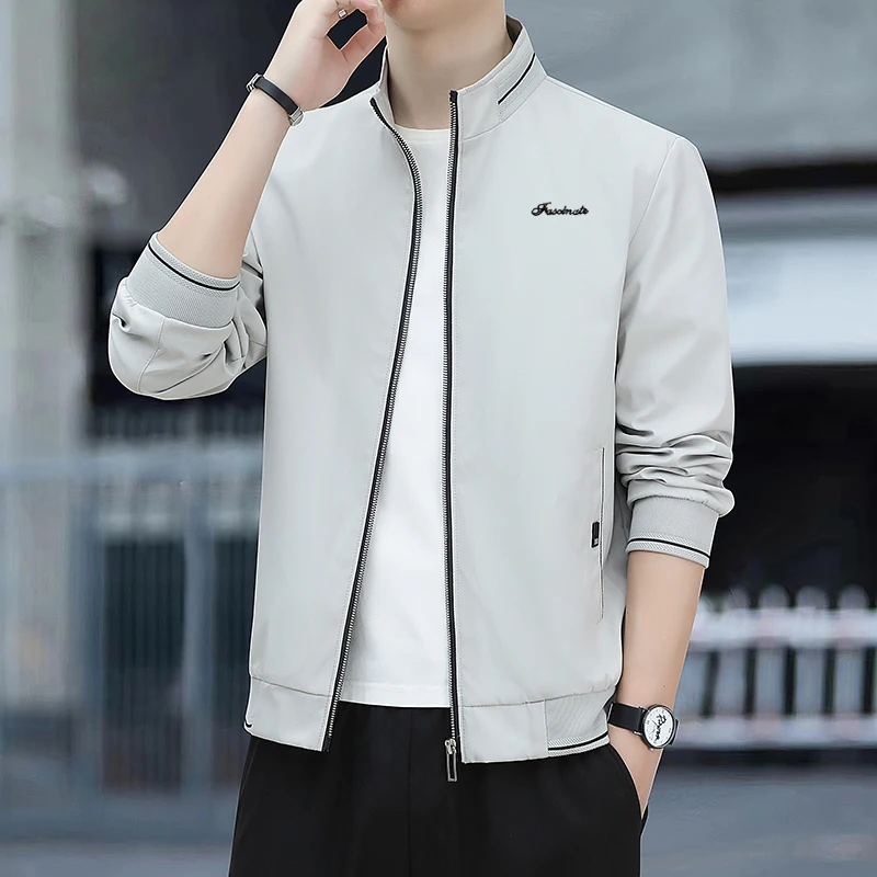 

Spring Autumn New Men Lapel Jacket Coats Fashion Fabric Comfortable Breathable Sweat Absorption Comfortable Slim Version Coats