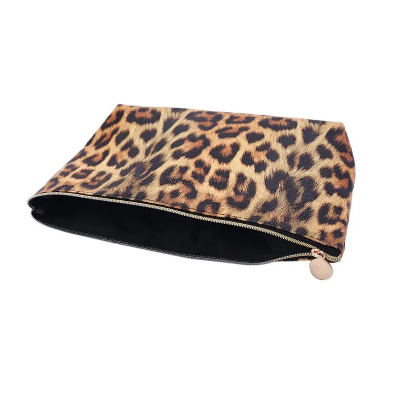 Printed Leopard Pattern Multifunction Purse Travel Makeup Cosmetic Bag Toiletry Pencil for Case