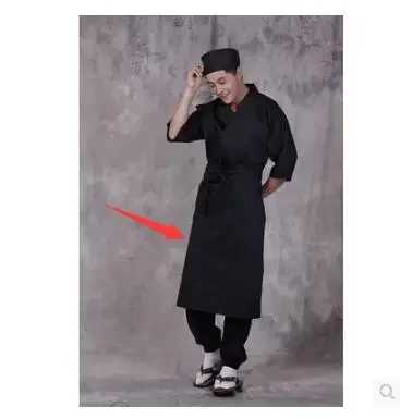 Tablier de Cuisine japonaise hommes femme Chef travail noir blanc Long Sushi cuisine Restaurant 70 cm