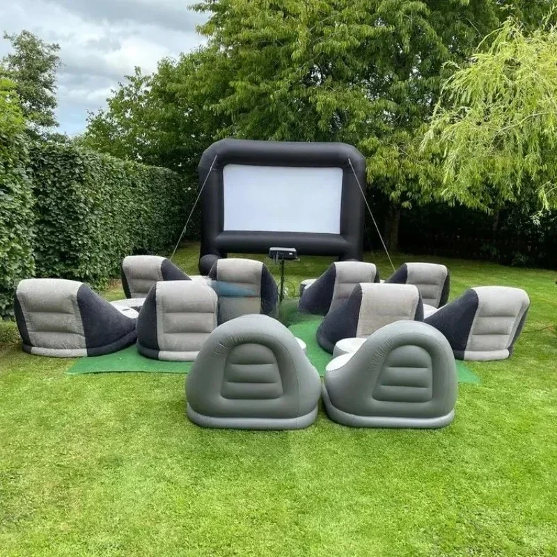 

24 FT Outdoor Front and Rear Projection Projector Screen Air Blower Inflatable Movie Screen With Chairs
