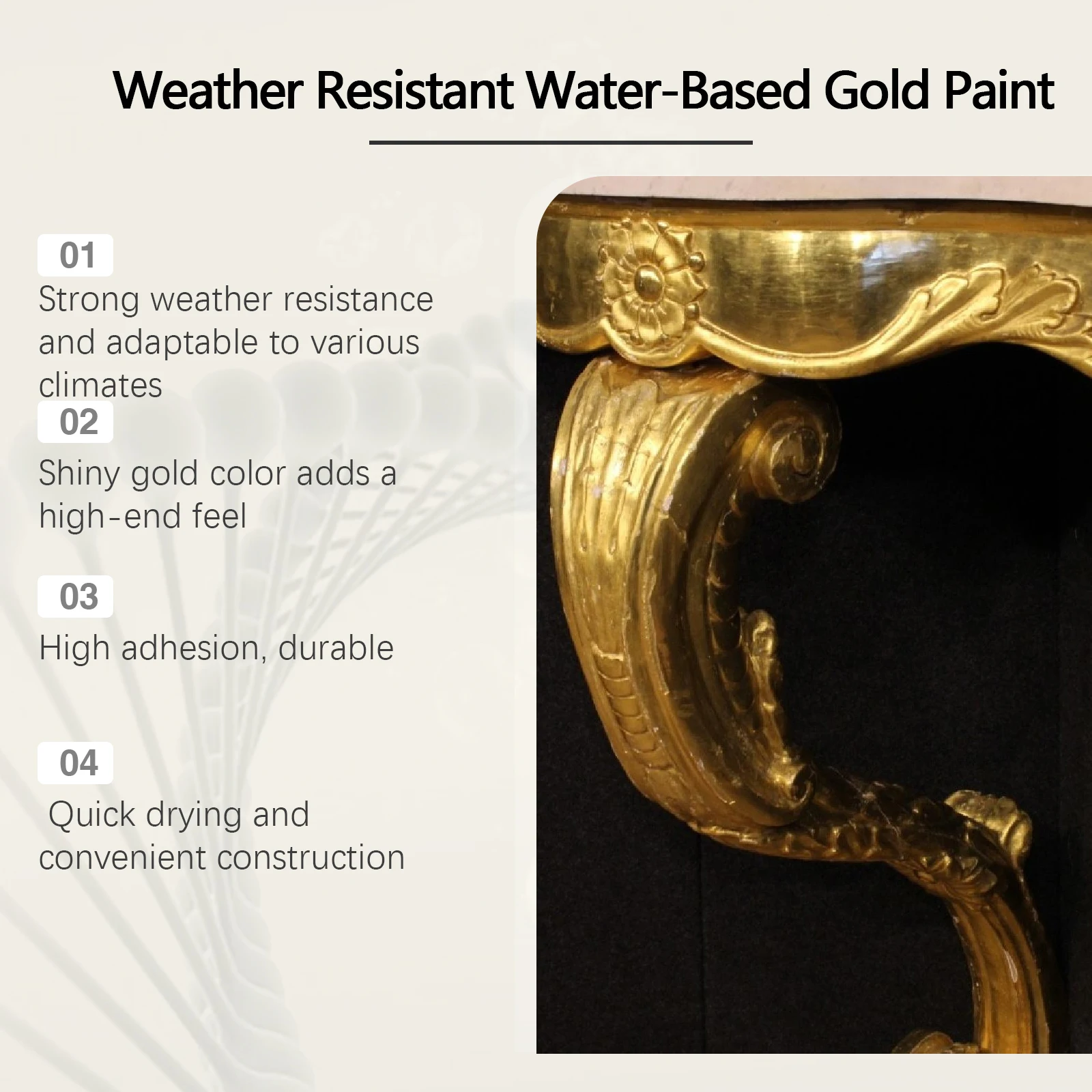 Based Gold Paint Metallic Gold Leaf Finish Paint Set With Brush For Faux Gold Decorations On Metal Wood Wall Fence Furniture DIY