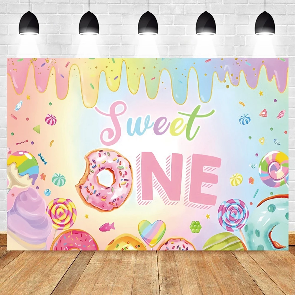 Pączki tło różowe lody Cupcake cukierki syrop Baby Shower dziewczyna słodka zdjęcie urodzinowe Backgorund Decor Banner