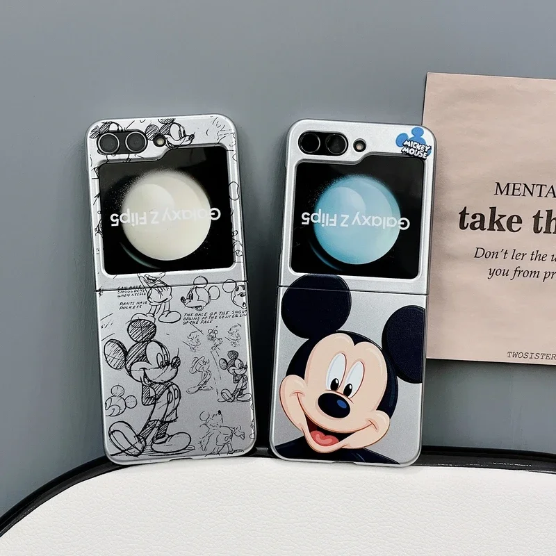 Cute Cartoon Disney Mickey Mouse Plating Phone Case For Samsung Galaxy Z Flip 5 Case Clear Soft TPU Back Cover For Z Flip 3 4