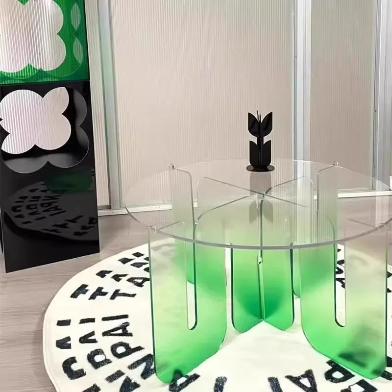 Mesa de centro suspendida de acrílico simple y moderna, mesa de té de cambio gradual para el hogar y la sala de estar