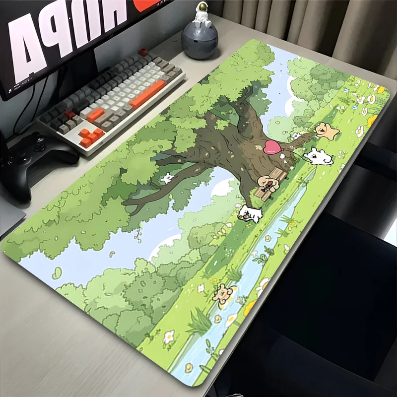 Green plant Mouse pad rubber anti-slip computer accessories keyboard pad large desk pad coaster PC carpet Kawaii Anime Mousepad