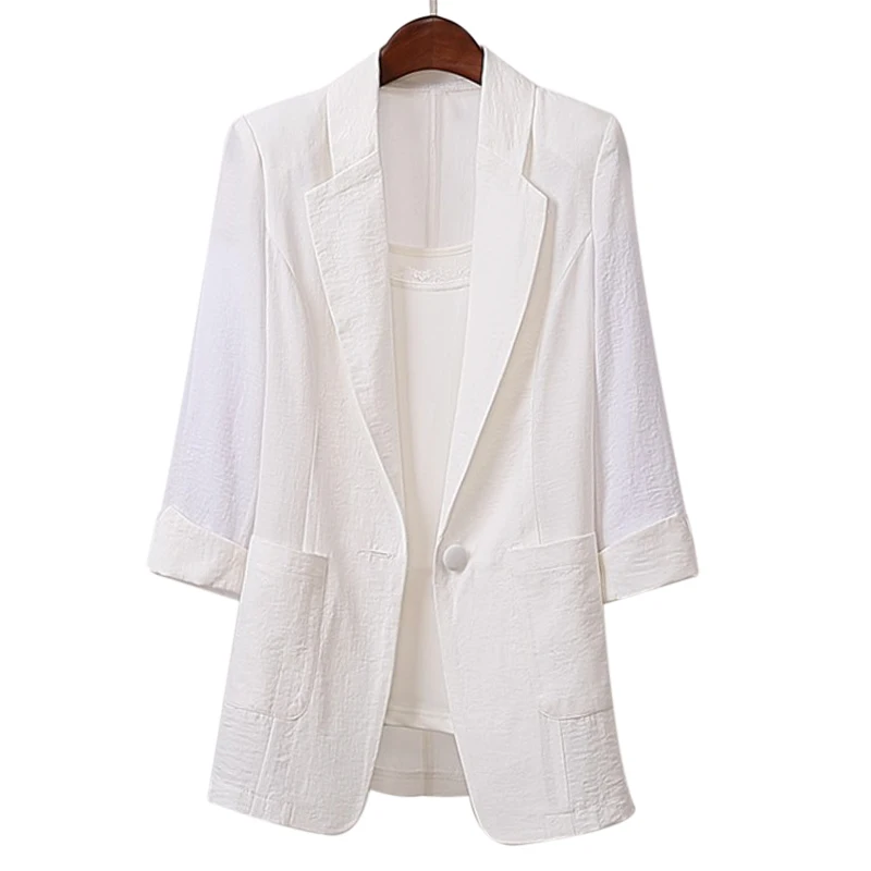 Women Spring Summer Autumn Hot Sale Cotton and Linen Suit Jacket Loose Casual Fashion Suit Clothing Thin Shirt Blazers Blouse