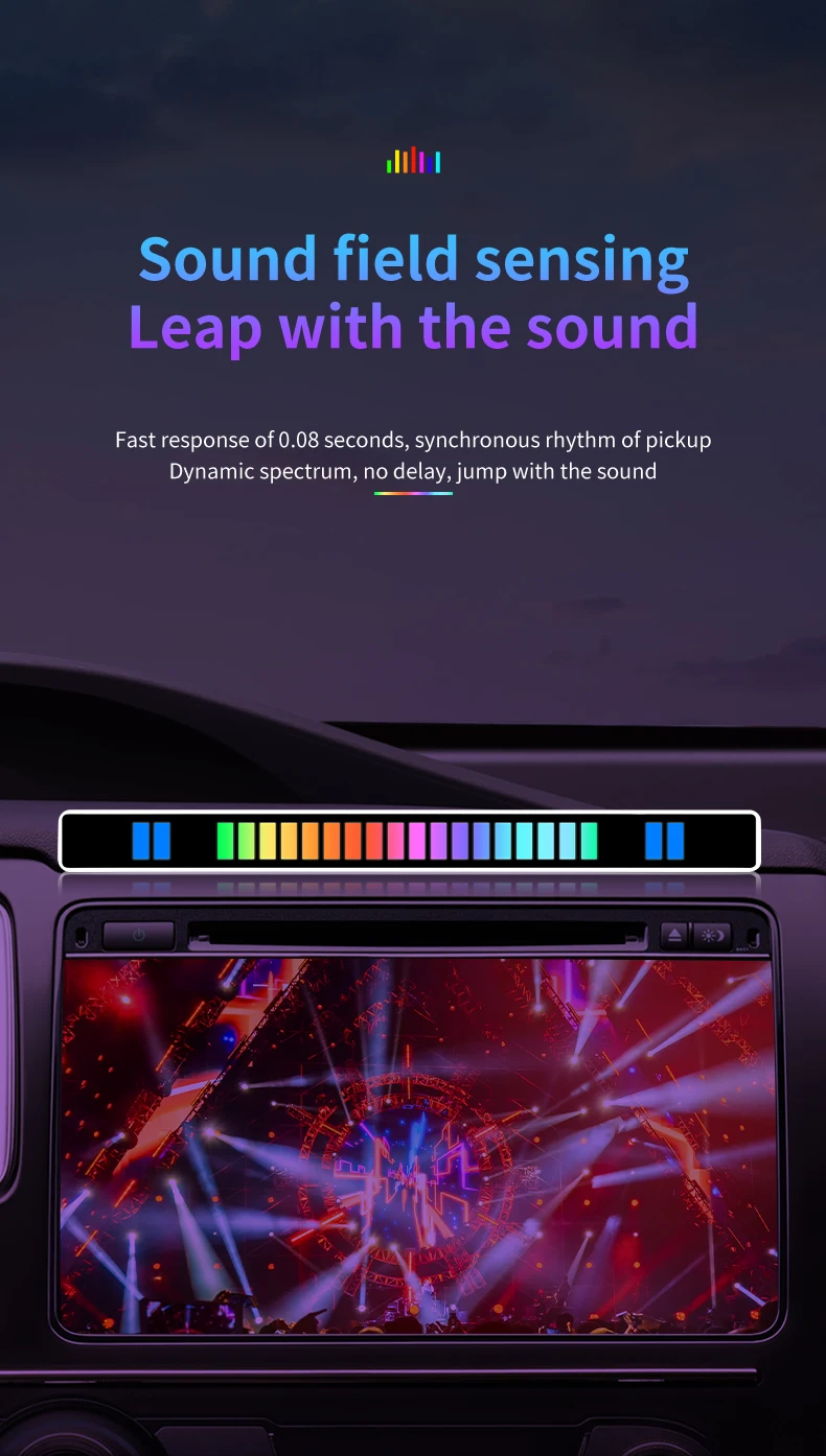 RGB Voice Control Synchronous Rhythm Light Internet Popular Colorful Music Ambient Light Car Desktop Induction Creative Led Pick