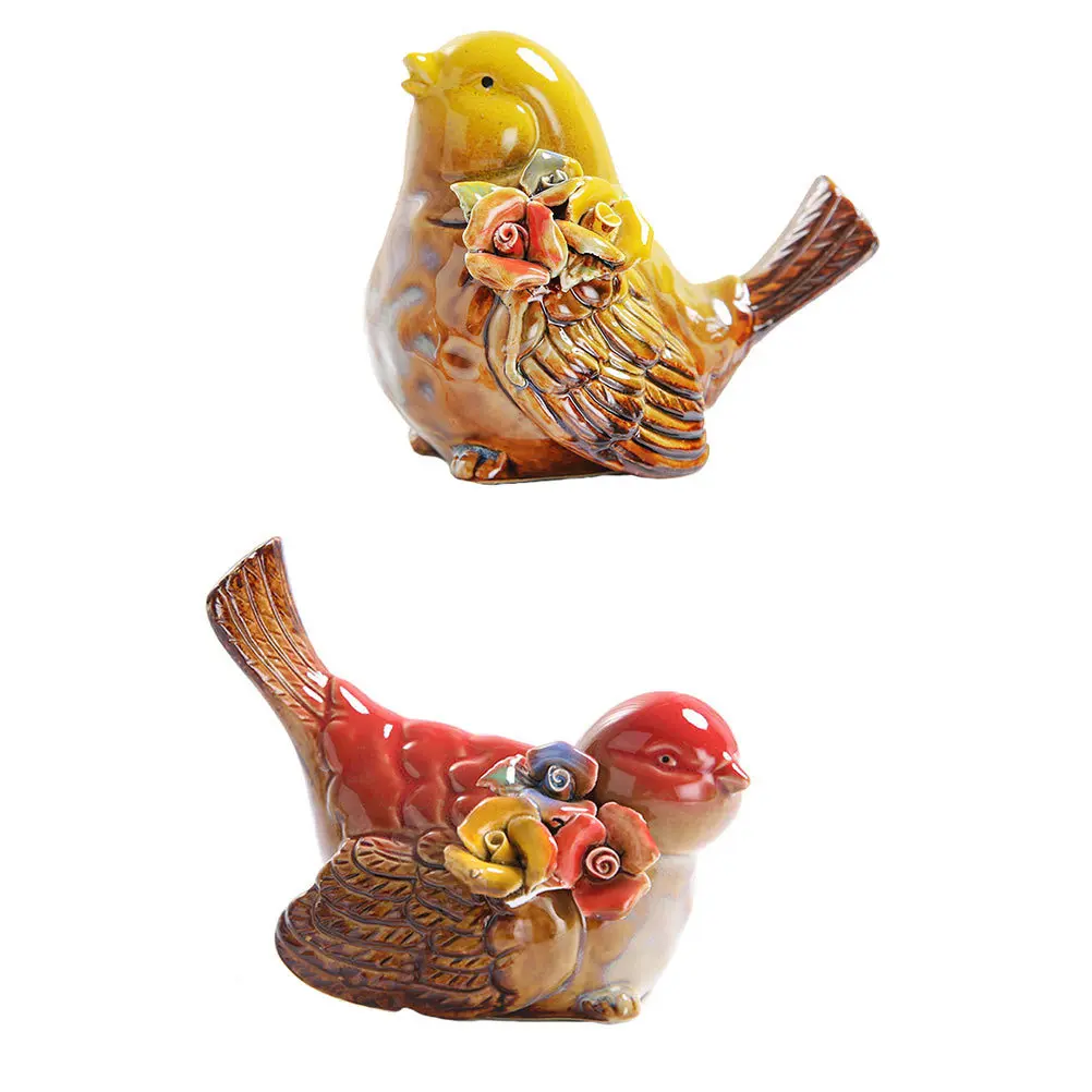

2Pcs Ceramic Bird Ornaments Elegant Craft Home Office Desktop Decoration Lovely Bird Sculpture Desktop Ornament