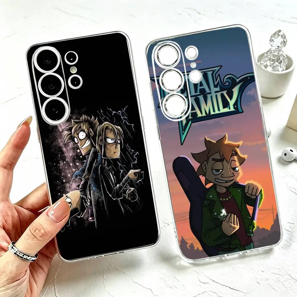 C-Cartoon M-Metal Family Phone Case For Samsung S25,S24,S21,S22,S23,S30,Ultra,S20,Plus,Fe Transparent Cover