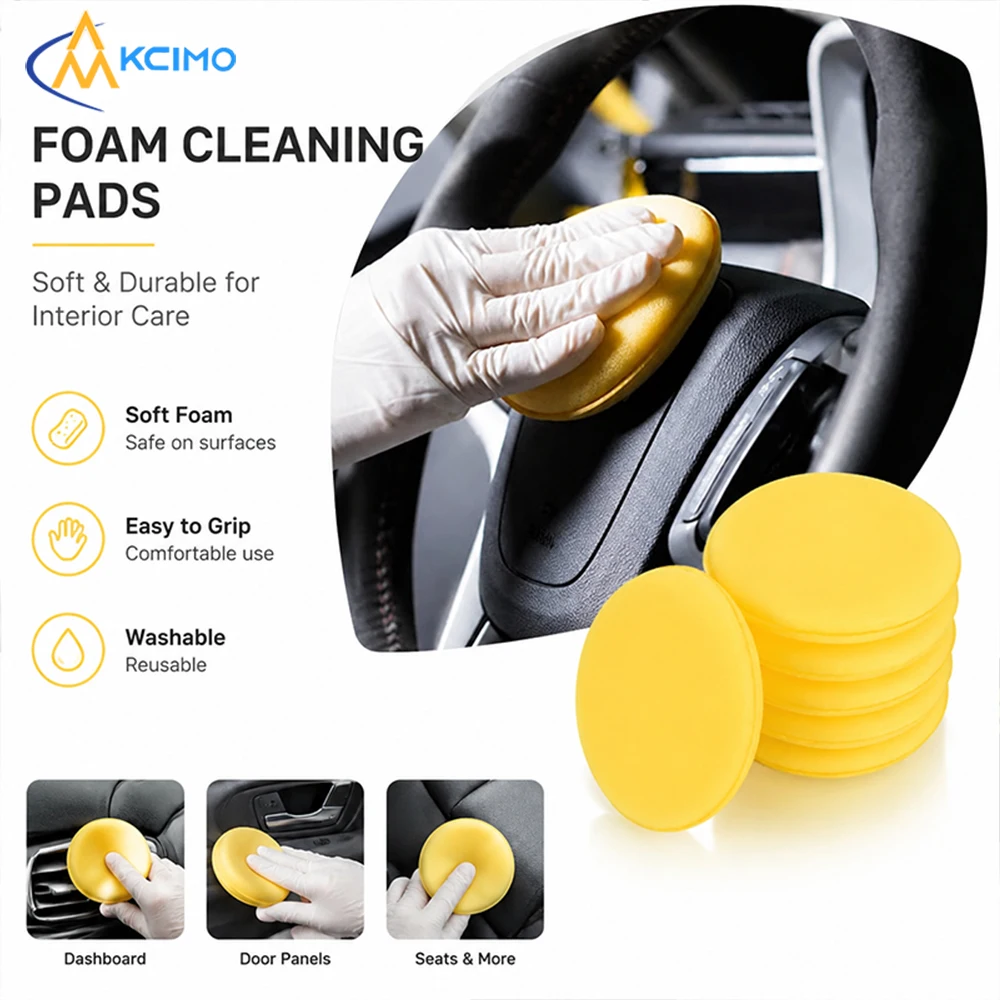 12Pcs Round Auto Detailing Sponge Set, Vehicle Waxing & Polishing Foam Pads, Car Surface Maintenance Cleaning Tools