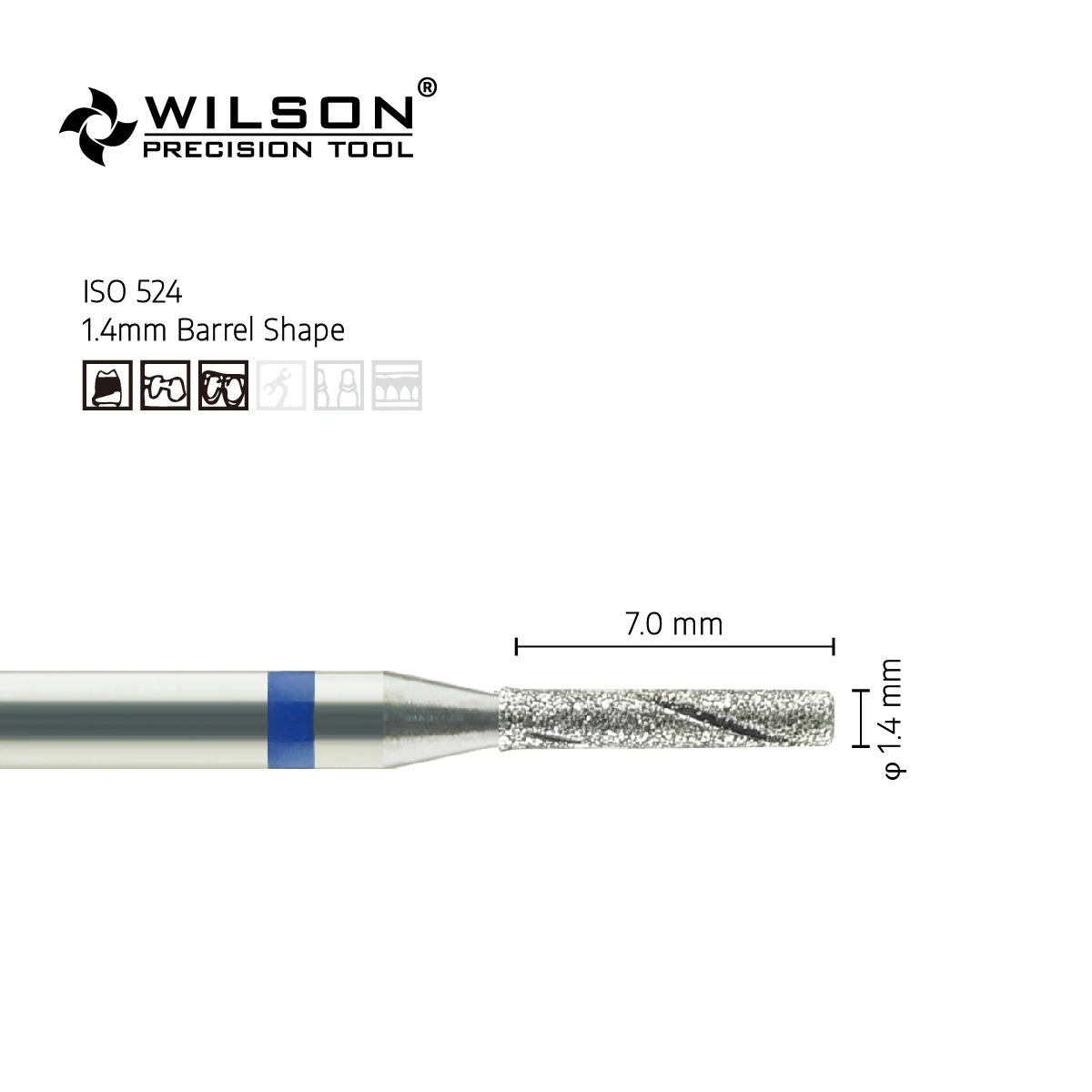 1.4mm Barrel Shape 8005325 With Cooling Groove Long Lifespan Dental Diamond Bits Dental Bur