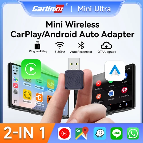 CarlinKit Mini adaptador inalámbrico CarPlay 2025 nuevo Android Auto Dongle inalámbrico Wifi 5,8G caja de conexión automática compatible con música Spotify
