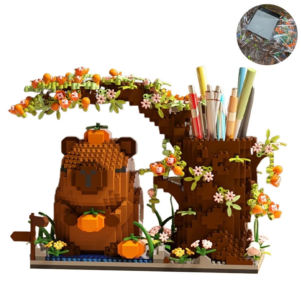 1880 pezzi capibara building block portapenne micro building block building block giocattolo multifunzione organizzatore da scrivania regalo di compleanno