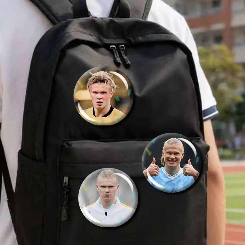 Norwegian E-Erling Haaland-NO9 Round Badge Pins Creative Pins Bag Decor Accessories Fan Collection Gifts for Friends