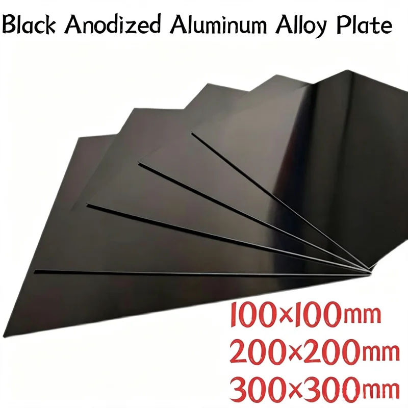 Black Anodized Aluminum Alloy Plate, Aluminum Alloy Plate 100x100mm 200x200mm 300x300mm 0.5/0.8/1.0/1.5/2.0mm
