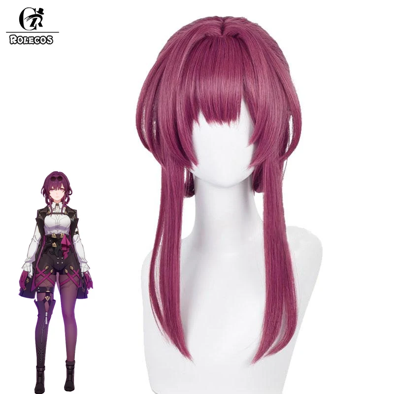 

ROLECOS Kafka Cosplay Wigs Game Honkai Star Rail Kafka Stellaron Hunters Killer Beauty 43cm Wine Red Synthetic Hair