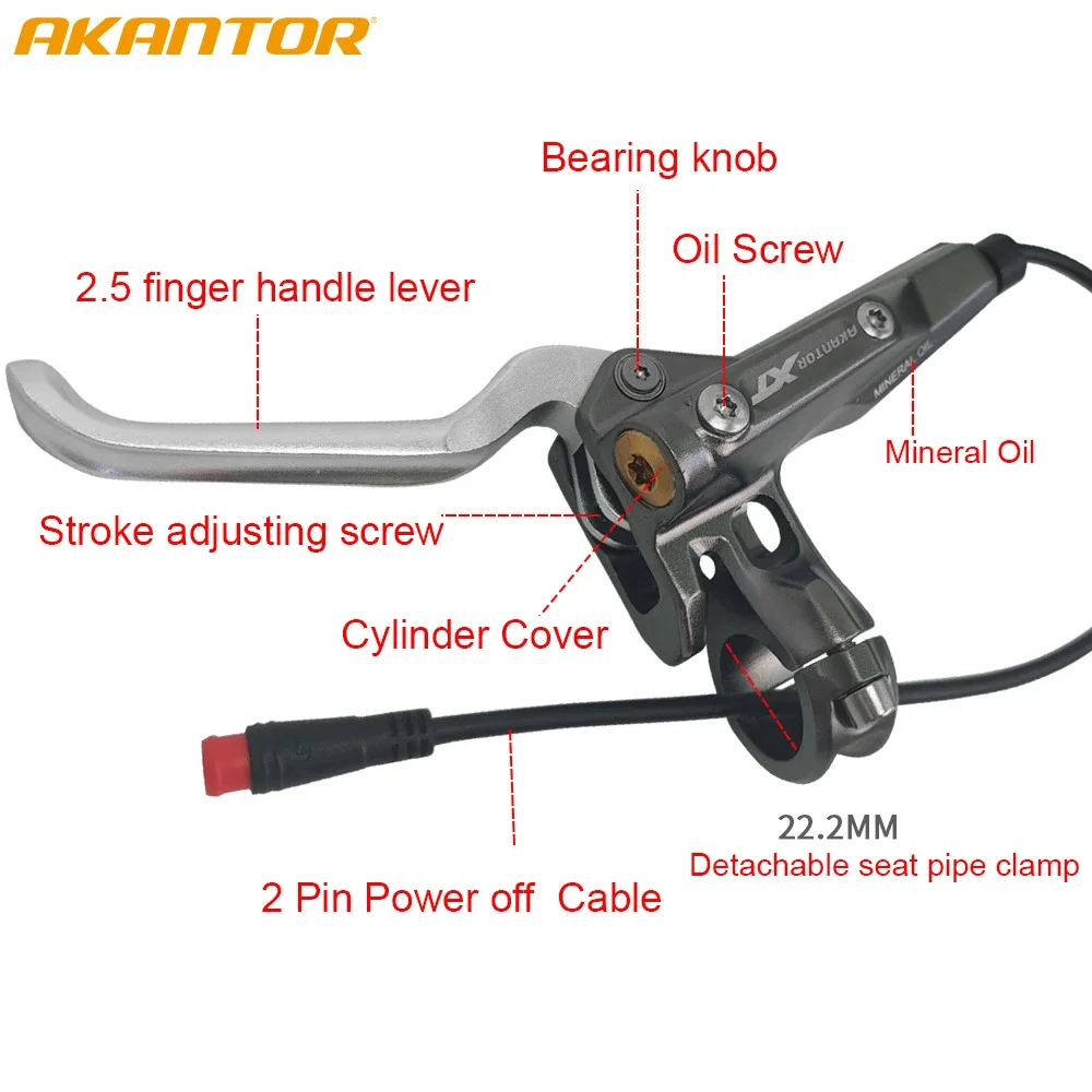 4 Piston Hydraulic Power Off Disc Brake E-Bike Electric Folding Bicycle XT Oil Pressure Brakes 950/1850mm Four Piston Ultralight