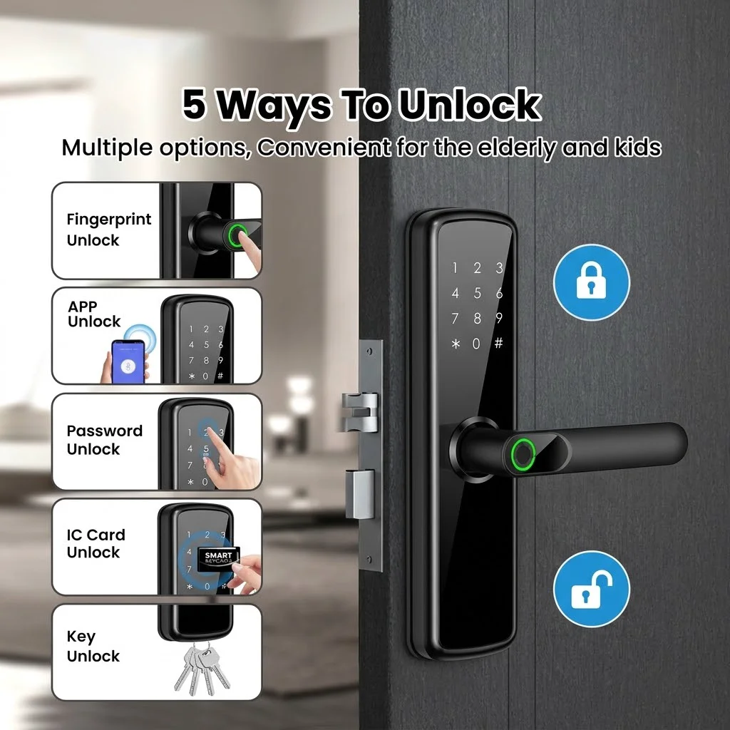 Tuya Wifi Cerradura Inteligente Electronic Fingerprint Keyless Remote Control RFID Digital Ttlock Smart Door Lock for Apartment