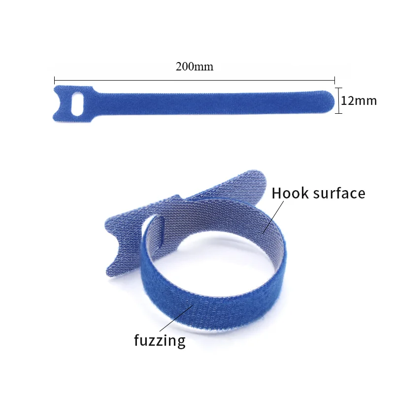 200mm Reusable Fastening Cable Ties Adjustable Cord Ties Nylon Cable Management Straps Hook and Loop Cord Organizer Wire Ties