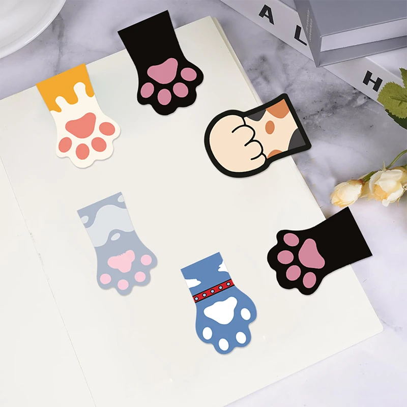 

5Pcs Cute Cartoon Cat Claw Cloud Magnetic Bookmarks, Foldable Page Holders For Students And Teachers