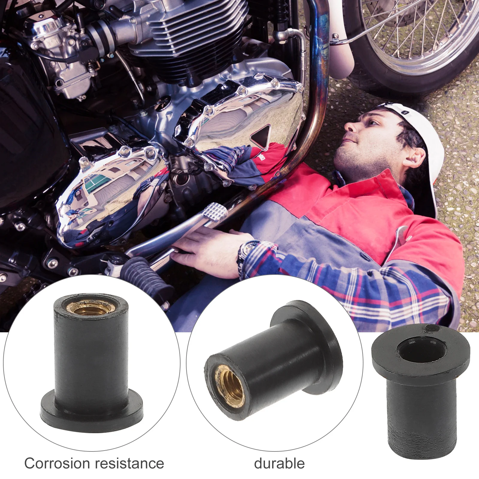 

25pcs Rubber Well Nut Fairing Fastener Insert For Motorcycle Windshield Part Expansion Nut Well Nuts Kit Motorcycle Accessories