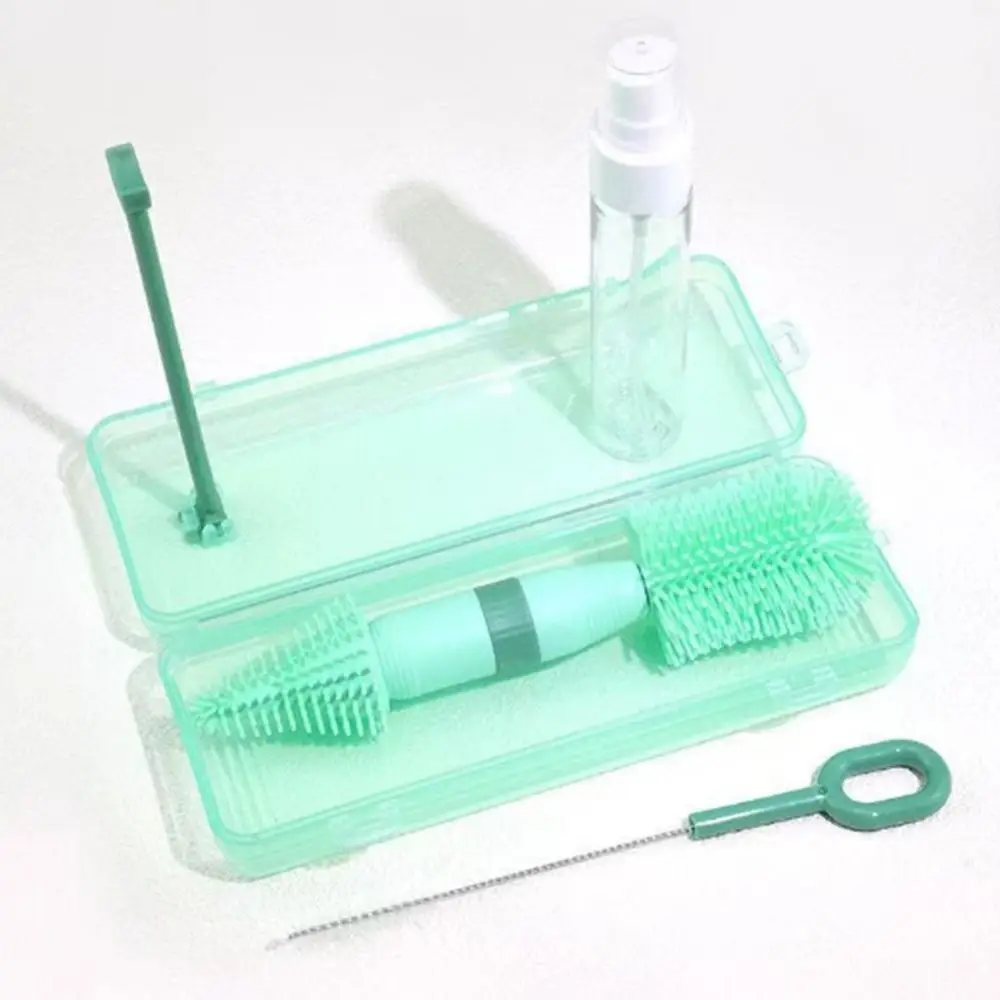 

Portable Bottle Cleaning Brush Set Compact Travel Size Milk Bottle Brush Kit Soft Bristles BPA-Free Nipple Straw Cleaner Kit