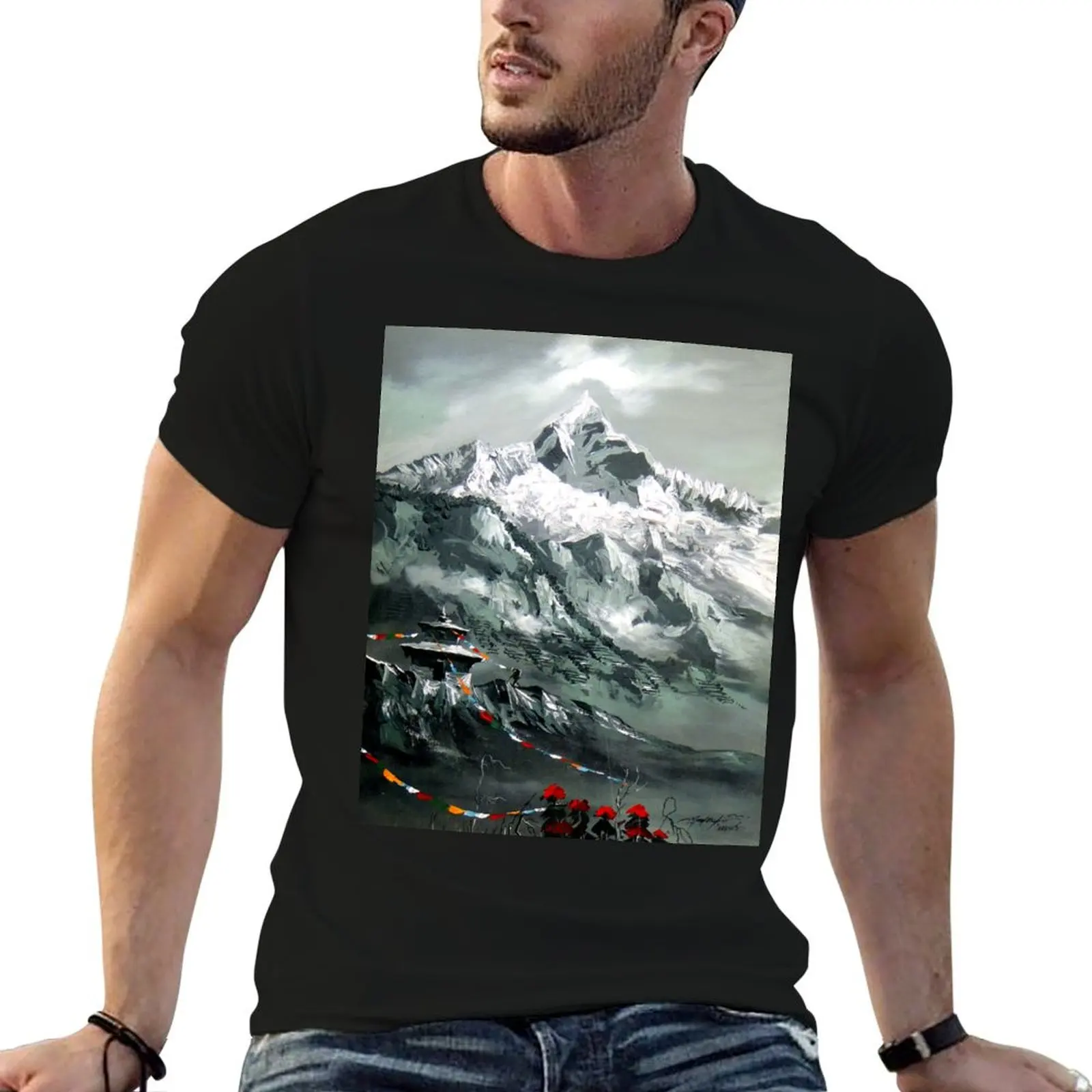 Panoramic View Of Mountain Everest T-Shirt oversized t shirt man t shirt slim fit t shirts for men