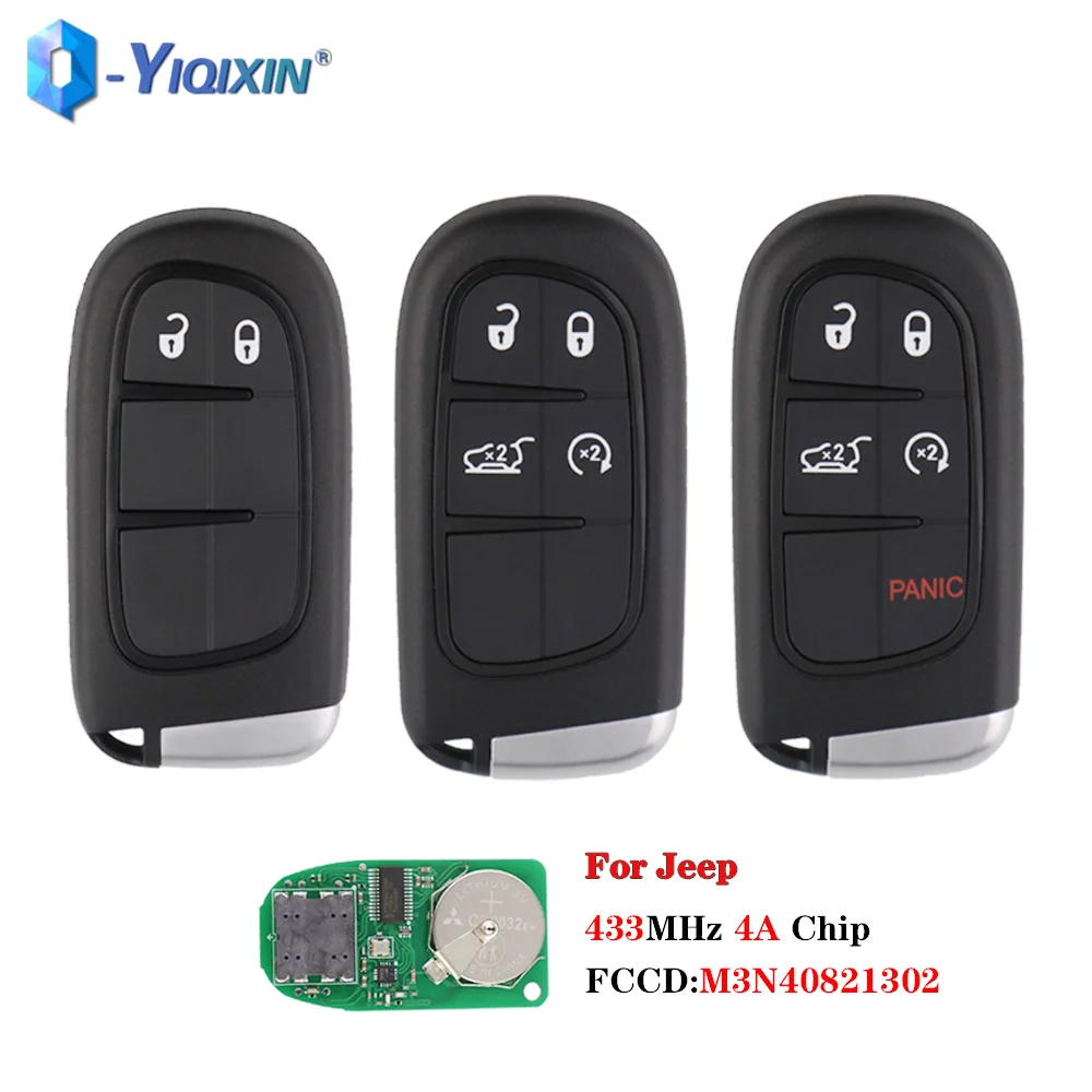 For Jeep Grand Cherokee 2013-2018 For Chrysler 300C For Dodge Ram 1500 Charger Journey Challenger Remote Car Key 433Mhz 4A Chip