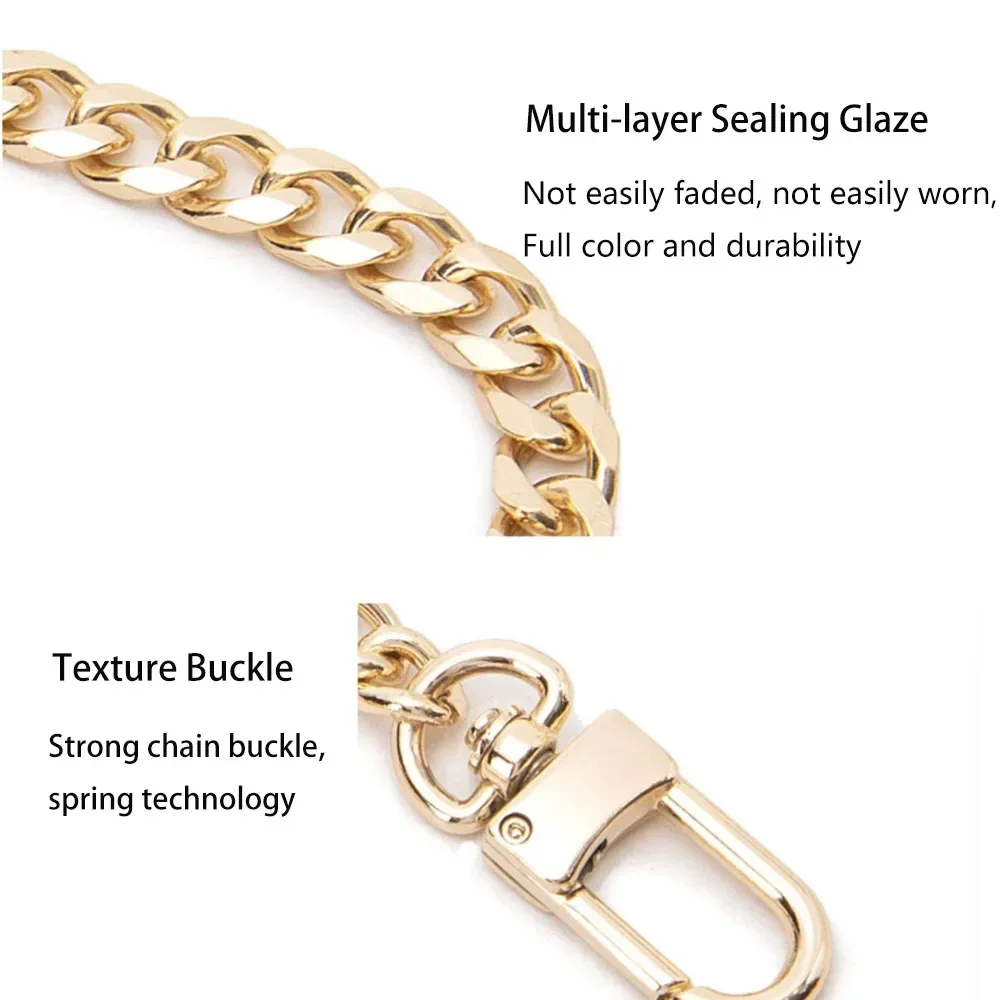 60/110cm Bag Chains Transformation Shoulder Strap Golden Cross-body Chain Backpack Replacement Metal Bag Strap Bag Accessories