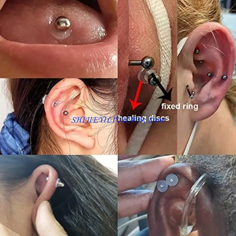 E21F Convenient  Adjustable Small Flying Saucer Case for Healthy Eyes Soft Gasket Silicone Piercing Healing Discs