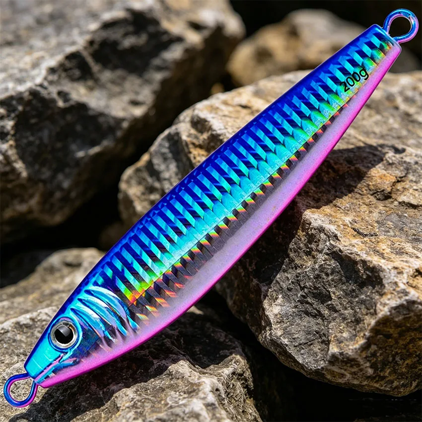 1 Stück Hartmetall S-förmiger Angelköder 60g-250g Sinkender Angelköder Leuchtender Schnellfall-Jigging-Köder Tiefsee-Jig-Angelköder – Detail 15