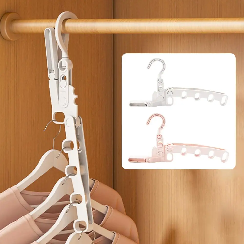 Foldable Travel Hangers Multifunctional Drying Rack Wall Mounted Retractable Portable Clothes 5 Holes Drying Rack