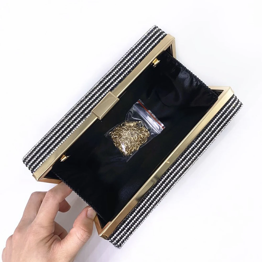 Luxe clutch portemonnee voor dames diamanten kralen avondtasje prachtige bruiloft bruidstas vrouwelijke handtas -zwart