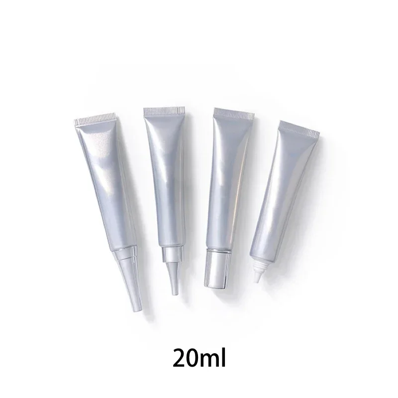 

Empty 20g Silver Cosmetic Bottle Aluminum Plastic 20ml Eye Cream Soft Tube Refillable Travel Packaging Container Free