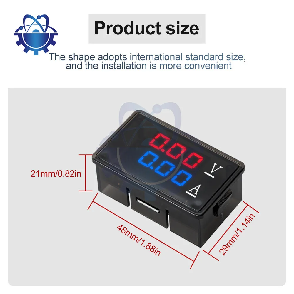 DC0-100V 10A 0.28 inch LED Screen DC Dual Display Digital Amp Voltage and Ammeter Tester