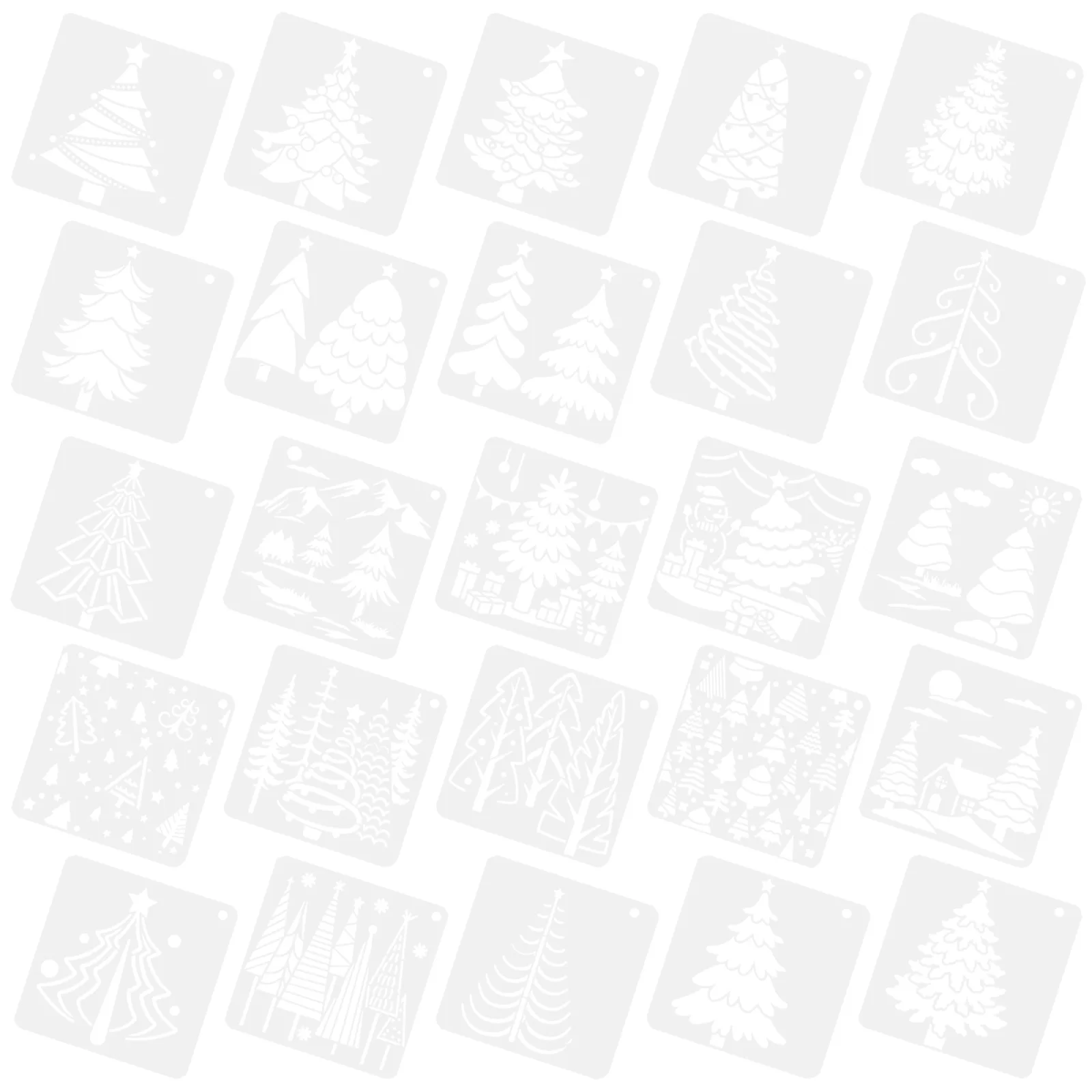 

25 Pcs Christmas Tree Painting Template Ornament Stencils for Spray Household Reusable The Pet Diy Printing