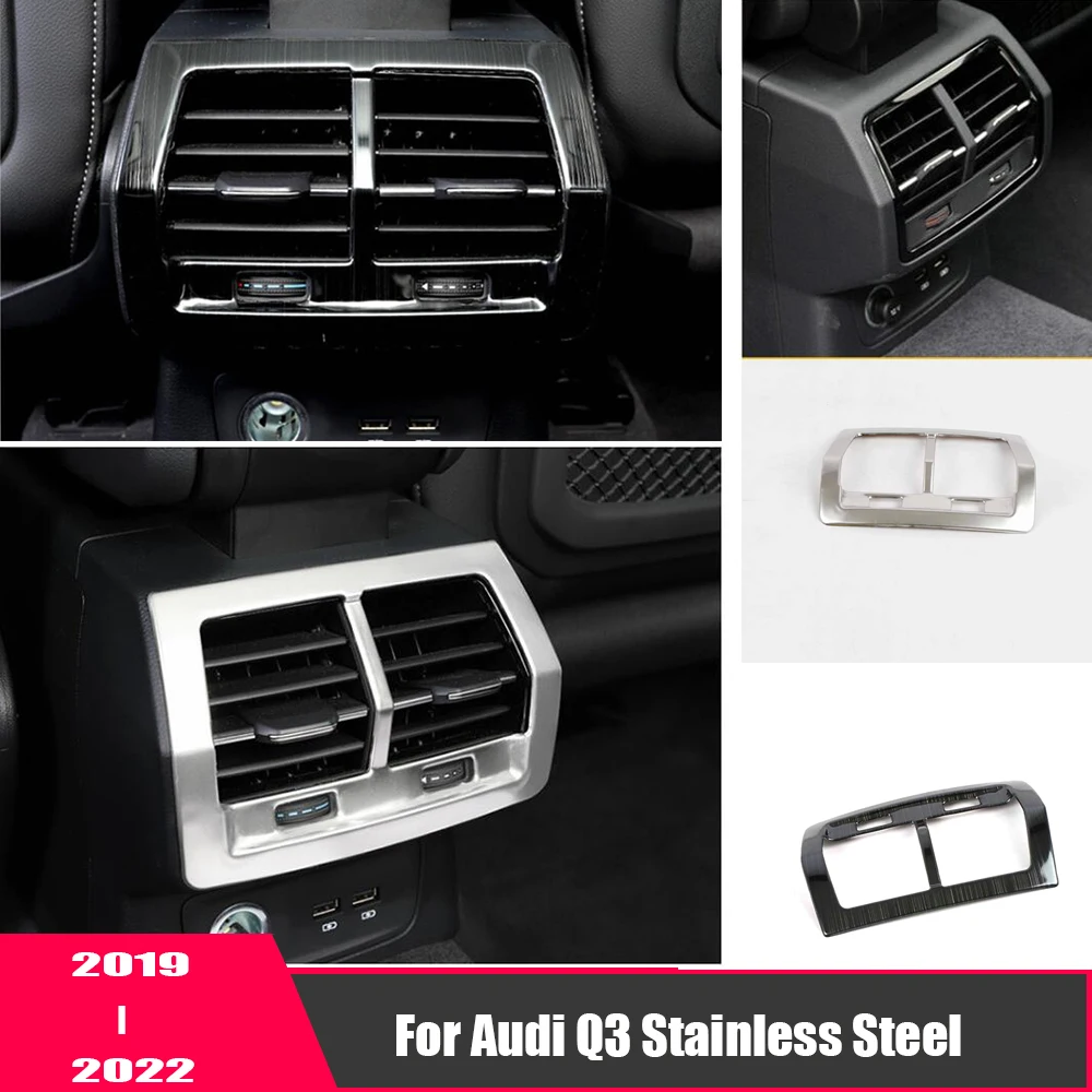 

For Audi Q3 2019 2020 2021 2022 Stainless Steel Car Back Rear Air Condition outlet Vent frame Cover Trim Car Styling Accessories