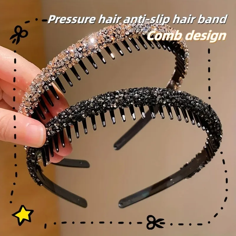 Conjunto de Tiaras Infantis com Strass e Dentes Antiderrapantes, Ajuste Confortável, Acessórios de Cabelo Brilhantes para Crianças