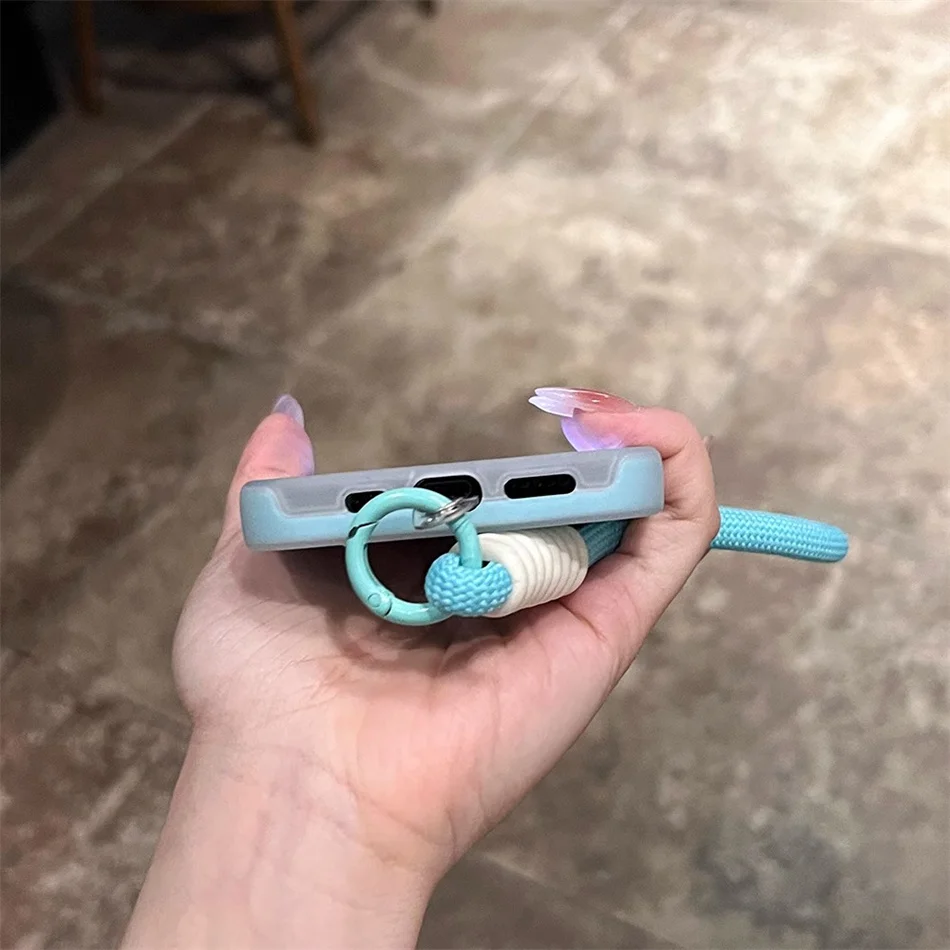 ลูกอมสีหรูหรา 3 IN 1 สําหรับMagsafe LanyardสําหรับiPhone 17 16 15 14 Plus 13 12 Pro Max Magnetic Matte Clear Hybrid Cover