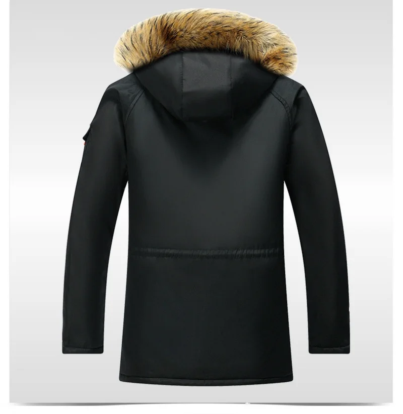 Classic fashion plus-size winter plus cotton mid-length padded jacket with wool hat casual men's padded jacket