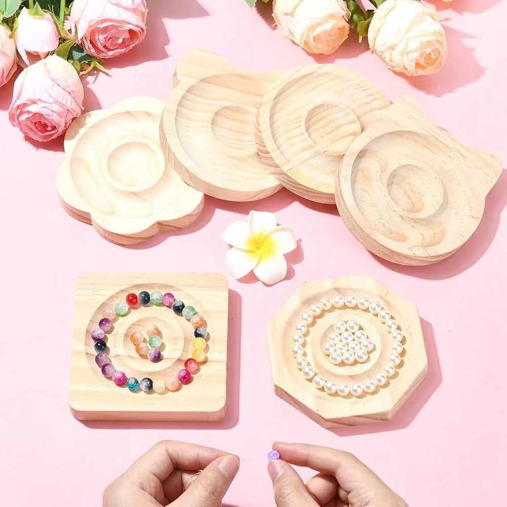 Wooden Bracelet Jewelry Display Tray Bead Organizer Making Bracelet Ring Holder Tray Ring Earring Display Jewelry Storage Prop