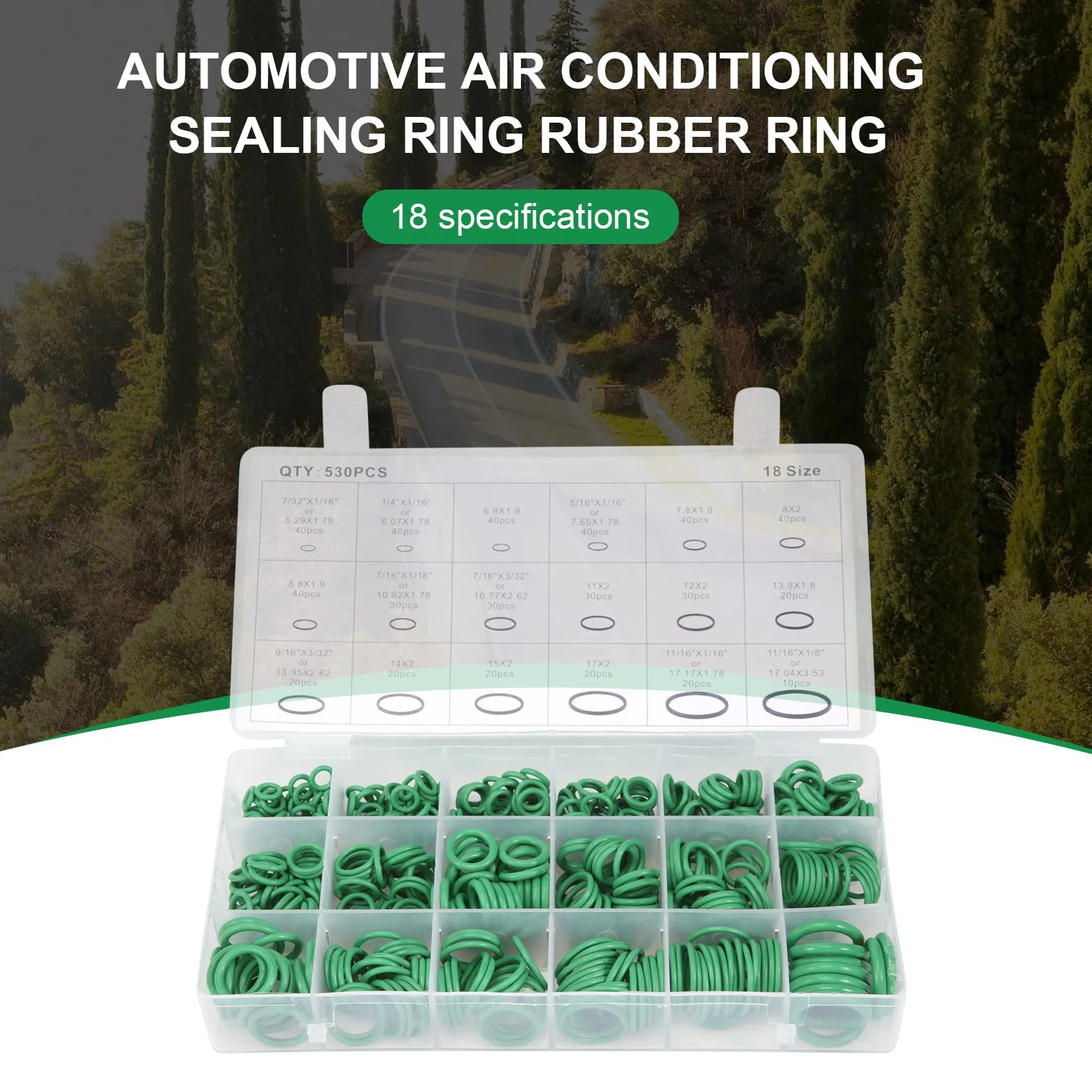 530Pcs Car R134A Car O-Ring Repair Automotive Air Conditioning Repair Rubber Sealant Box Set