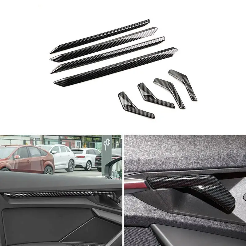 

Carbon Fiber Texture Car Door Panel Door Handle Pull Cover Strip Interior Accessories Trim For Audi A3 8Y 2021 2022 2023 2024