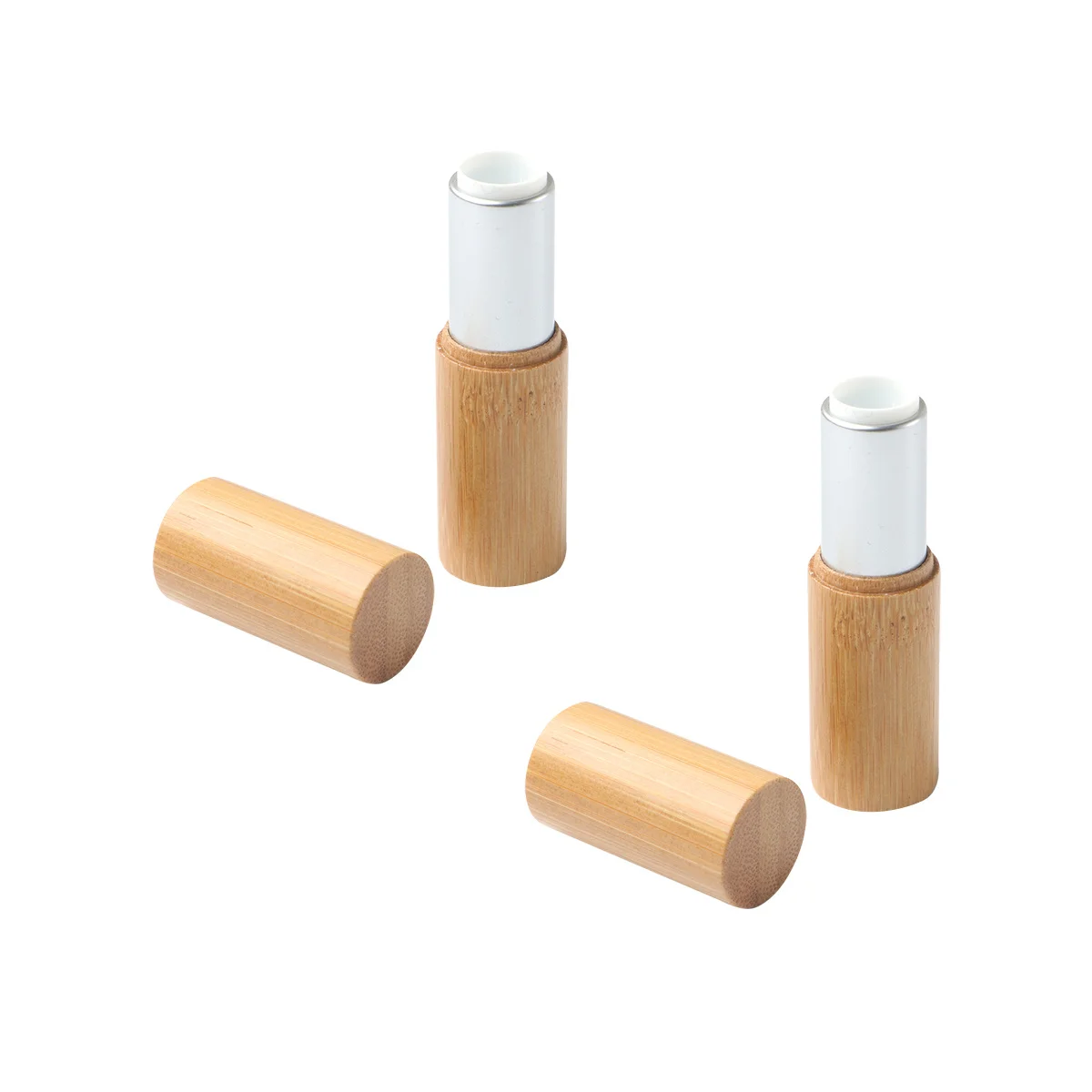 

2Pcs Bamboo Lipstick Balm Tubes 3. Rustic Empty Lip Gloss Storage Containers Silver Diameter 12.1mm DIY Handmade Lip