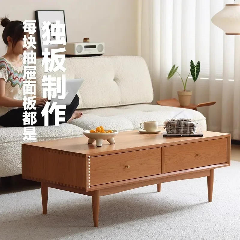 Small apartment Japanese cherry wood log multi-functional all-solid wood furniture
